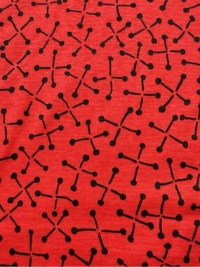 Vintage Red Black Jacks Pins Stretch Knit Novelty Fabric 1 yard + 20 " x 60" w